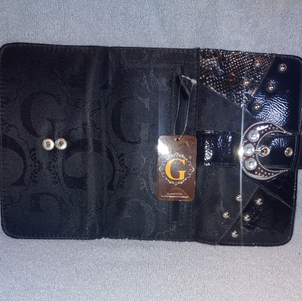 Multi-Pattern Tri-Fold Wallet Black &Silver - Picture 5 of 6